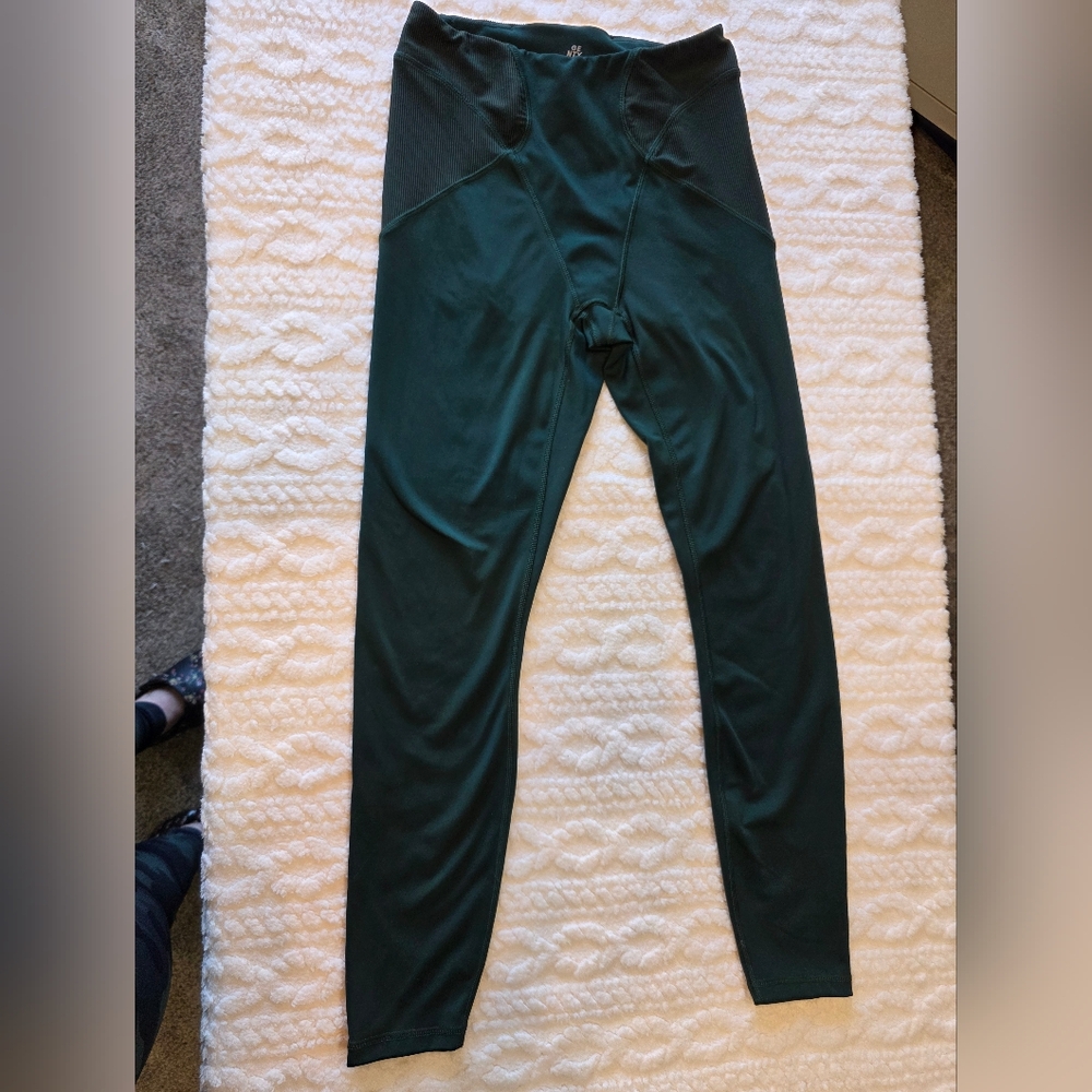 Savage X Fenty Ribbed Panel High-Waist Active Leggings – Forest Green (Size S)